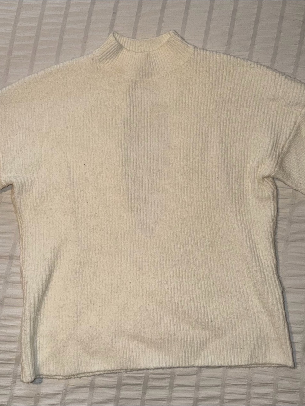 Forever 21 Cream Ribbed Mock Neck Sweater